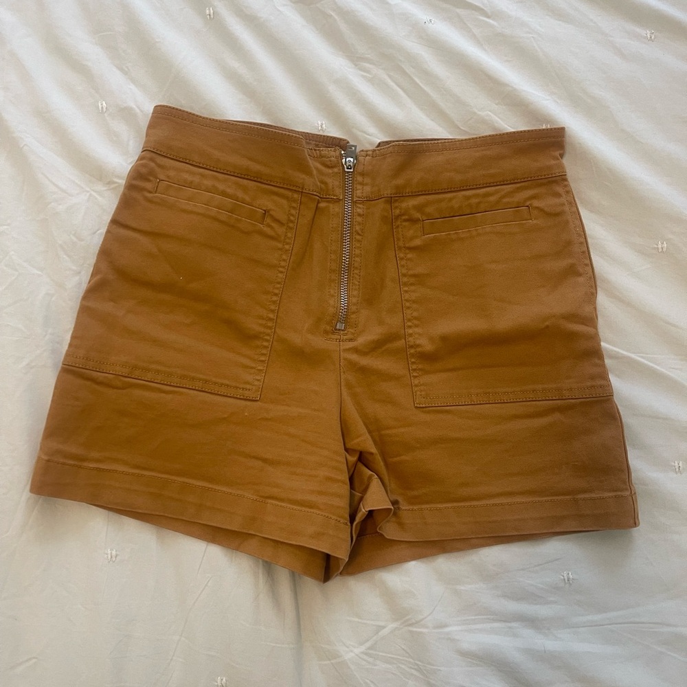 High Waist Zipper Shorts